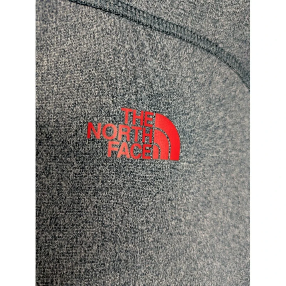 The North Face Mens Large Essential 1/4 Zip Pullover Blue Heather Orange Fleece